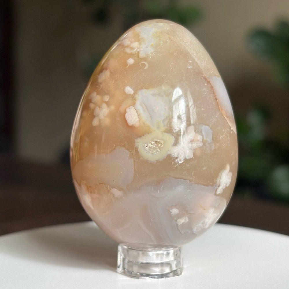 Flower Agate Crystal Egg Carving - Polished - Picture 8 of 17